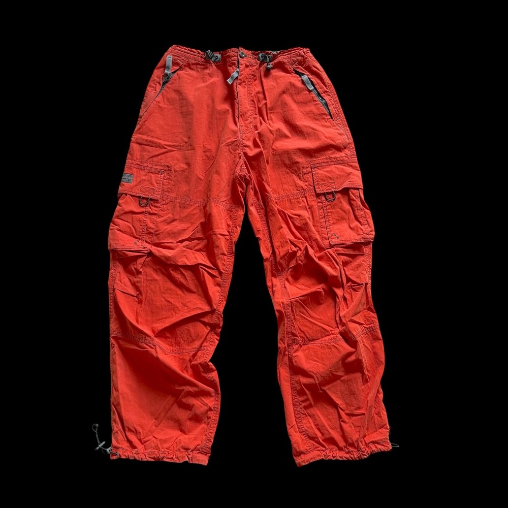 90's Abercrombie & Fitch Orange Cargo Pants Relaxed Fit Utility Gorpcore Large